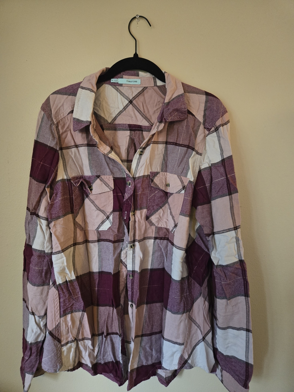 Maurices Pink and Burgundy Plaid Button-Down Shirt